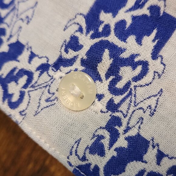 Robert Graham Button Front Shirt 2XL Blue White Multi Preppy - Picture 4 of 12